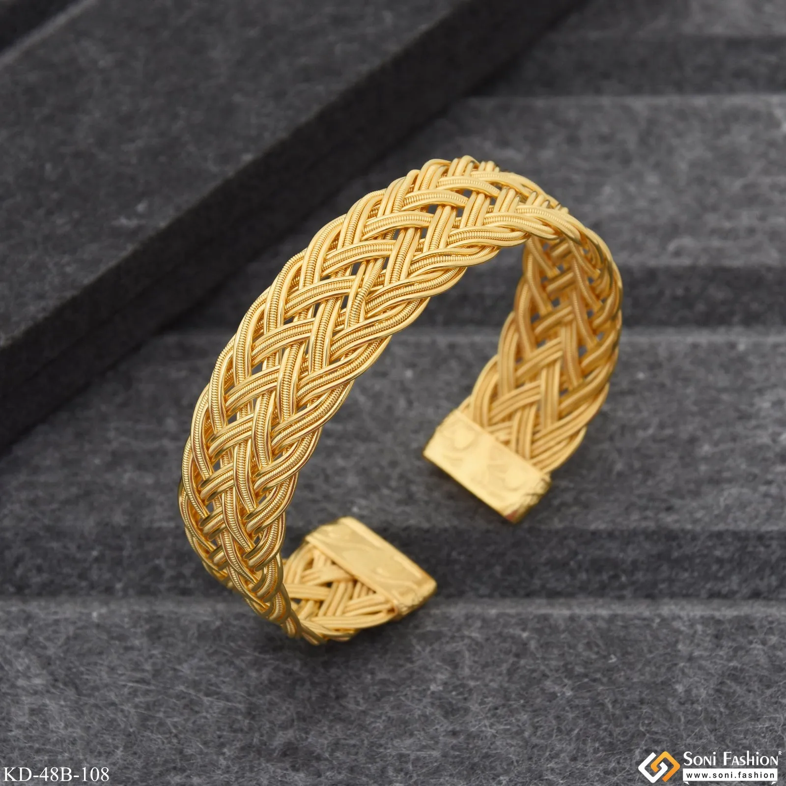 1 Gram Gold Plated Amazing Design Bracelet Kada for Men - Style B108