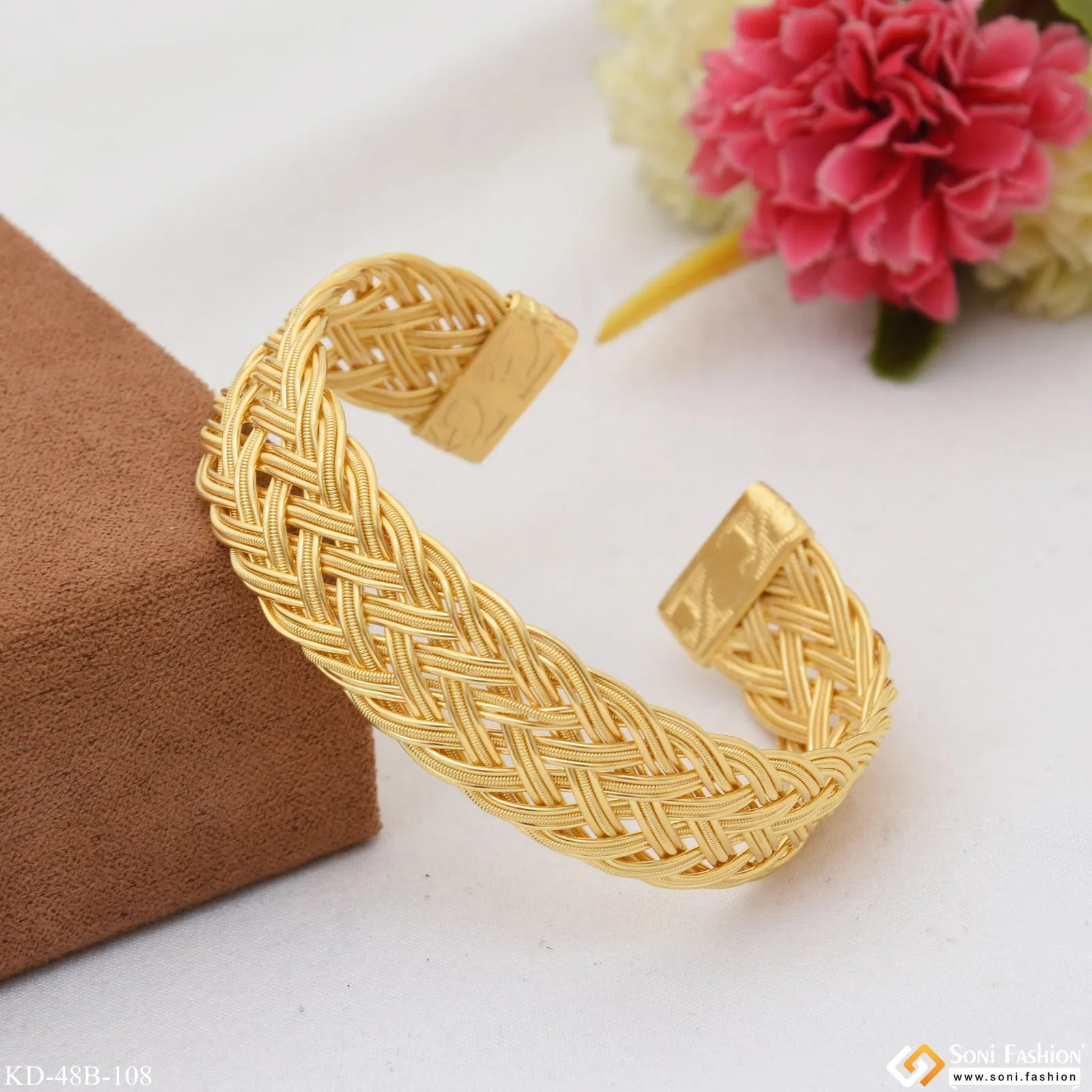 1 Gram Gold Plated Amazing Design Bracelet Kada for Men - Style B108