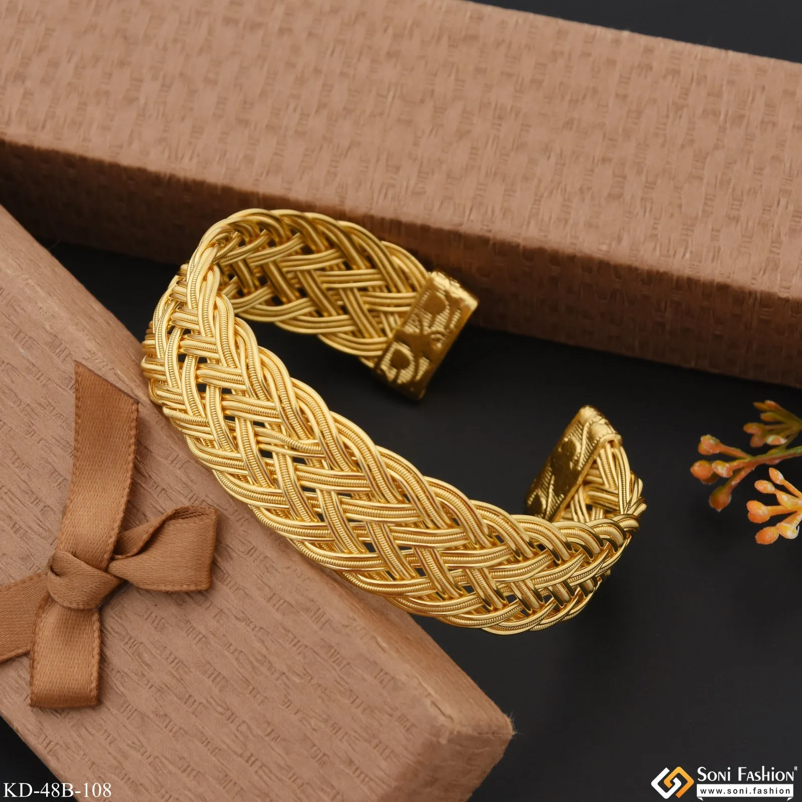 1 Gram Gold Plated Amazing Design Bracelet Kada for Men - Style B108