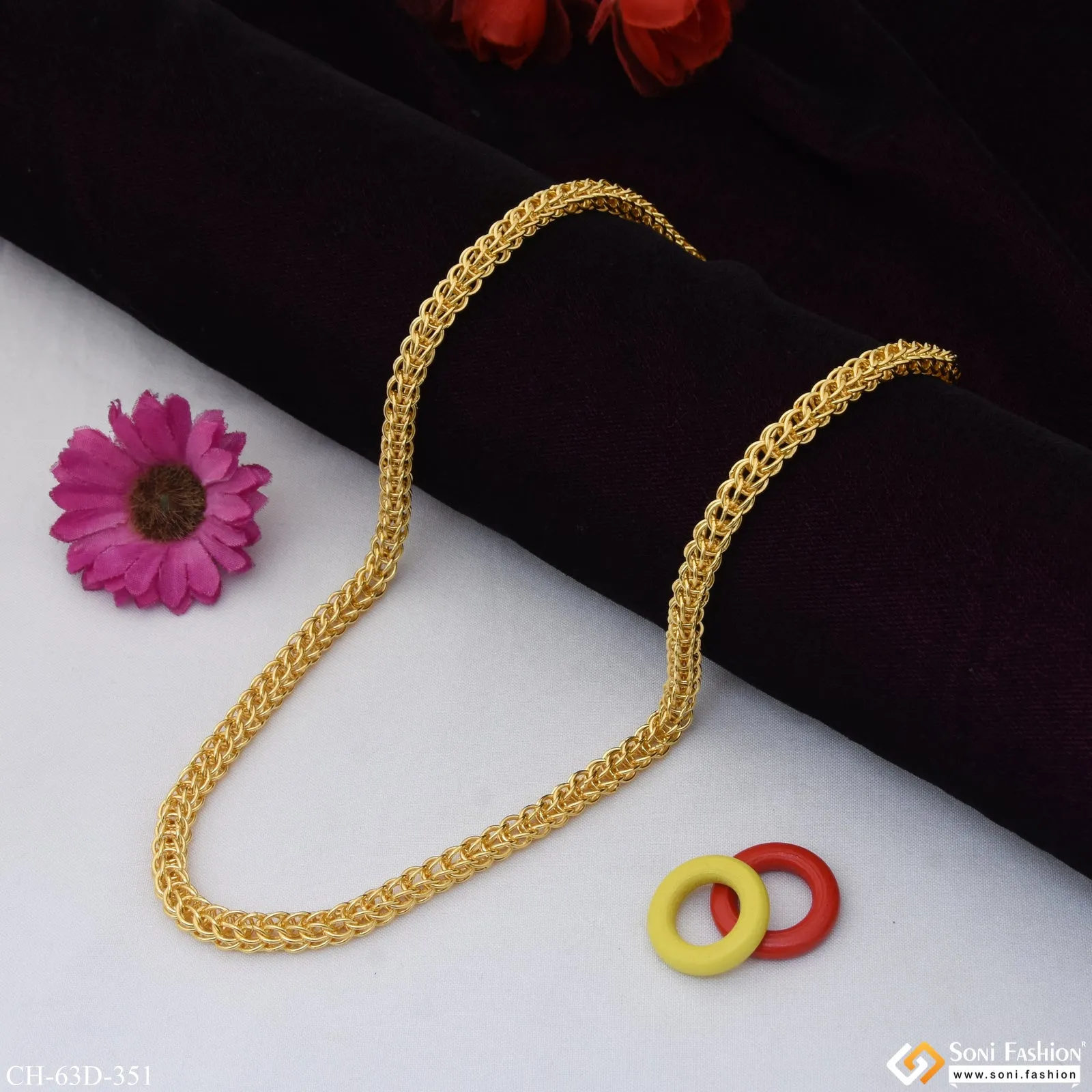 1 Gram Gold Plated C Into C Trending Design Chain for Men - Style D351