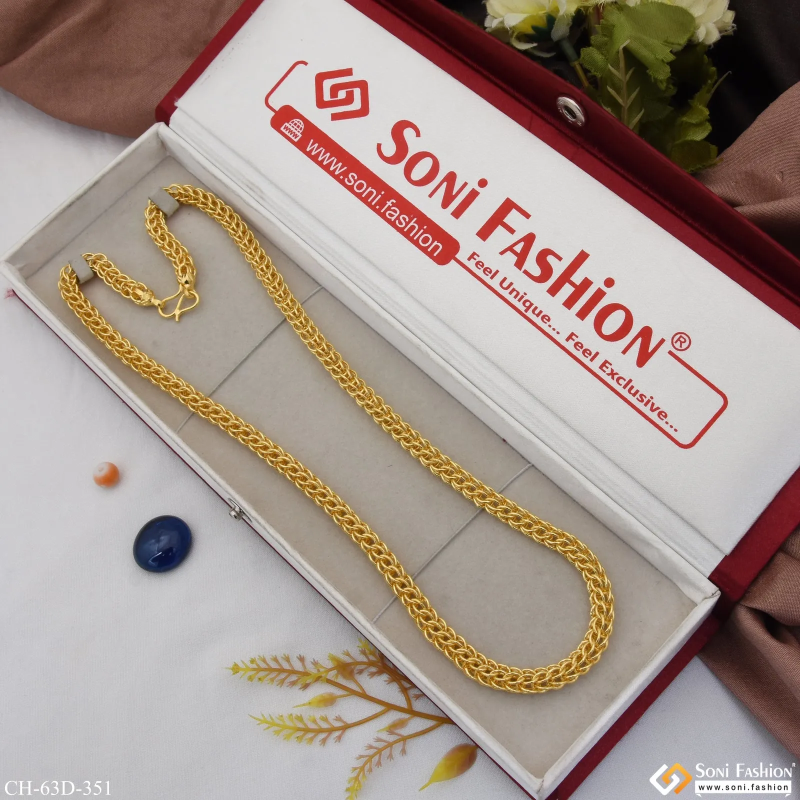 1 Gram Gold Plated C Into C Trending Design Chain for Men - Style D351