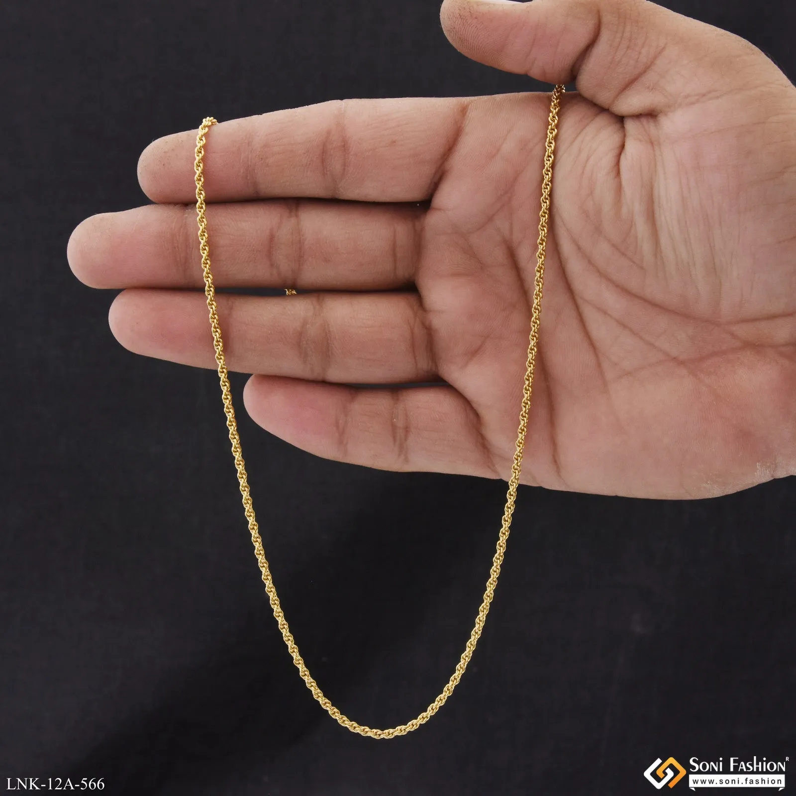 1 Gram Gold Plated Casual Design Rope Chain for Ladies - Style A566