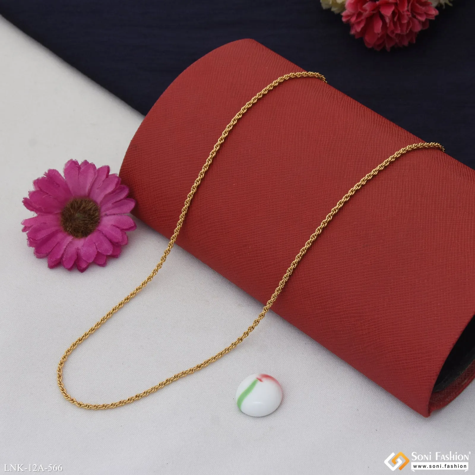 1 Gram Gold Plated Casual Design Rope Chain for Ladies - Style A566