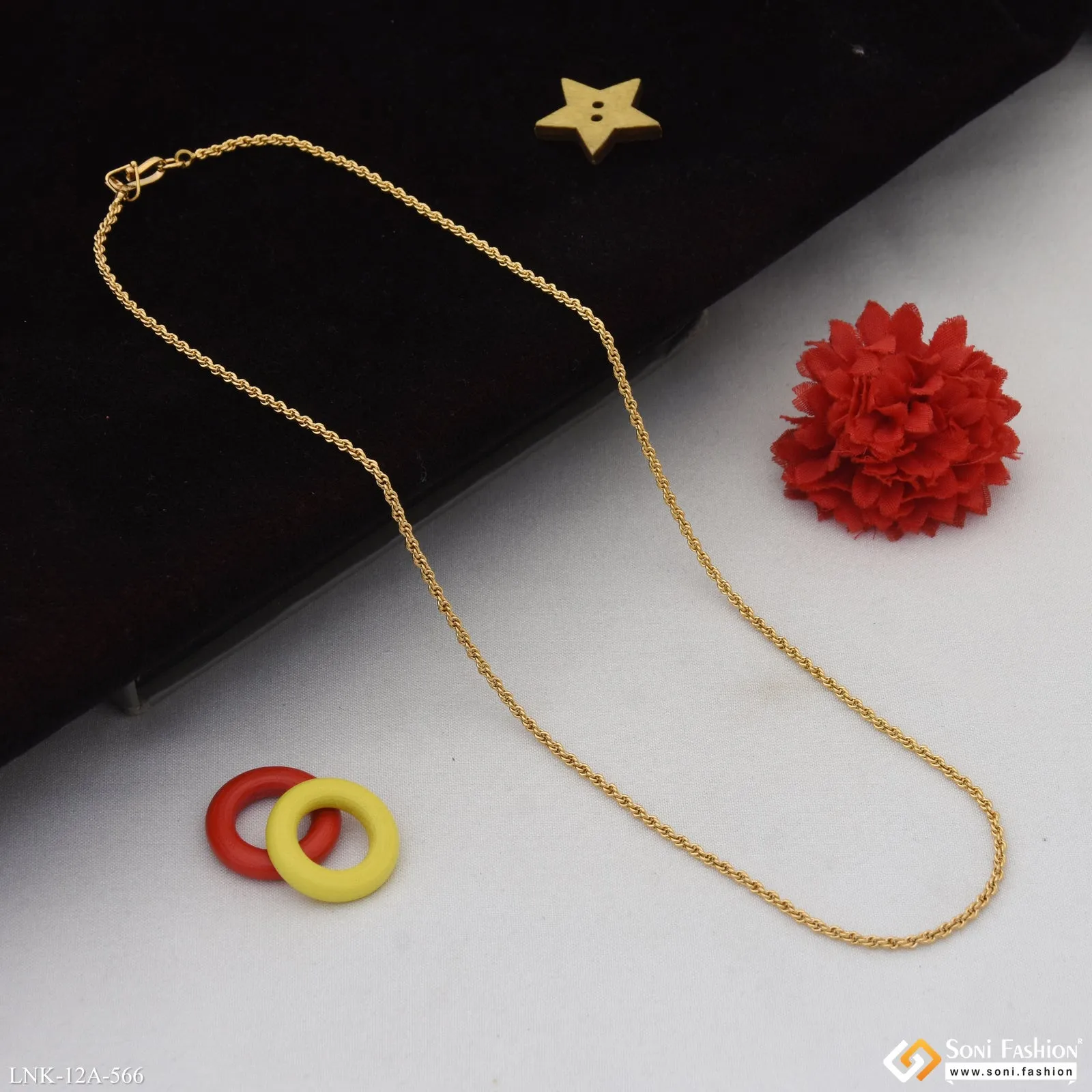 1 Gram Gold Plated Casual Design Rope Chain for Ladies - Style A566