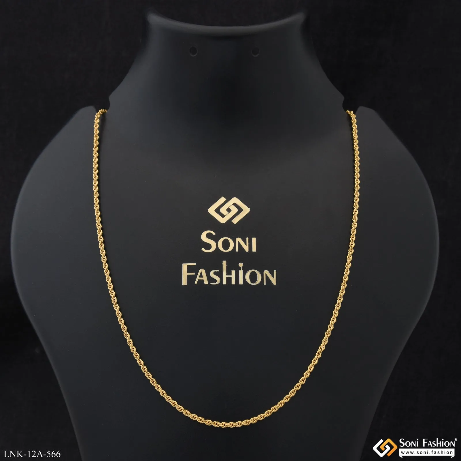 1 Gram Gold Plated Casual Design Rope Chain for Ladies - Style A566