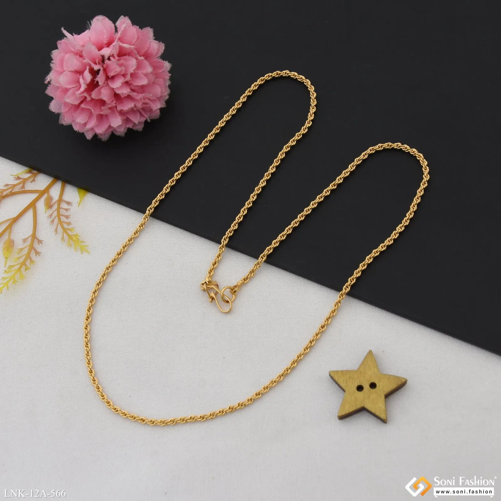 1 Gram Gold Plated Casual Design Rope Chain for Ladies - Style A566