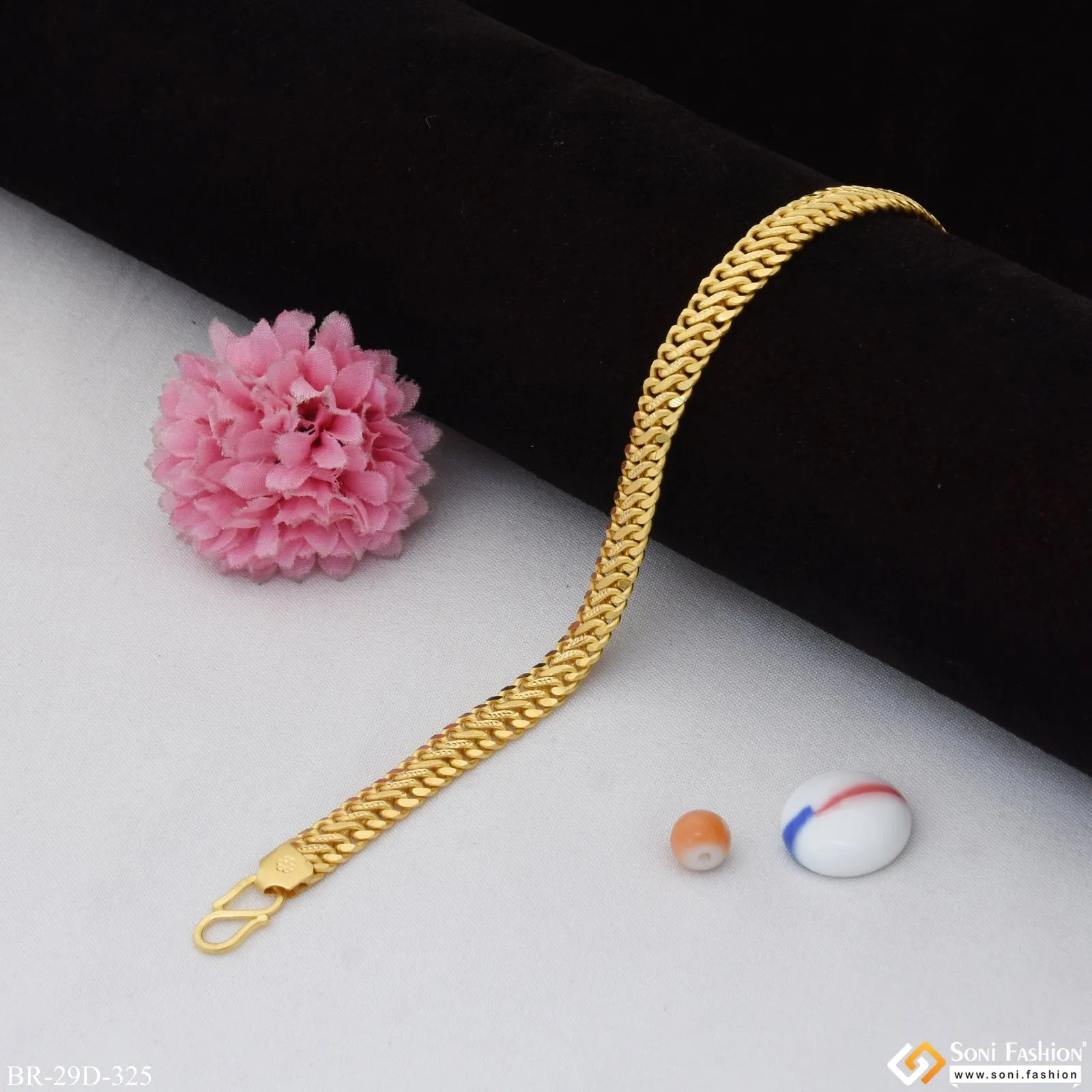 1 Gram Gold Plated Stylish Design Linked Bracelet for Men - Style D325