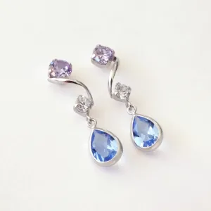 14K/10K White Gold Blue Quartz Swinging Earrings