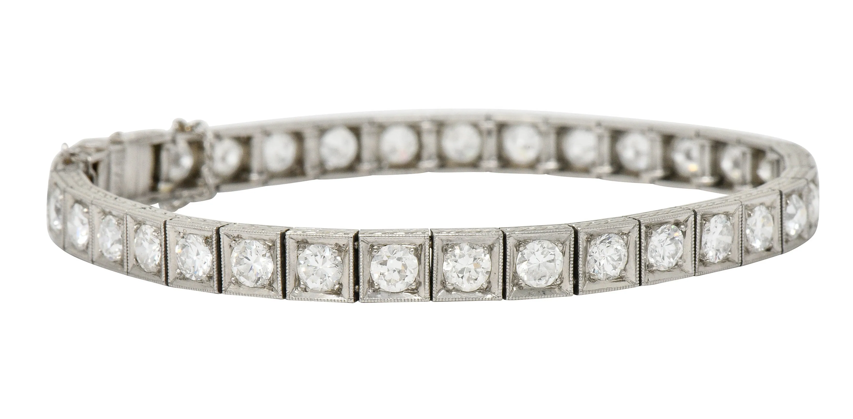 1930's Art Deco 5.90 CTW Diamond Platinum Line Bracelet
