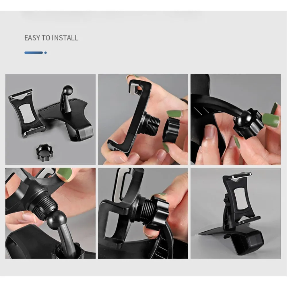 3 in 1 Car GPS Smartphone Holder: Dashboard / Visor Clamp   AC Grid Clip for Zopo ZP200, Shining - Black