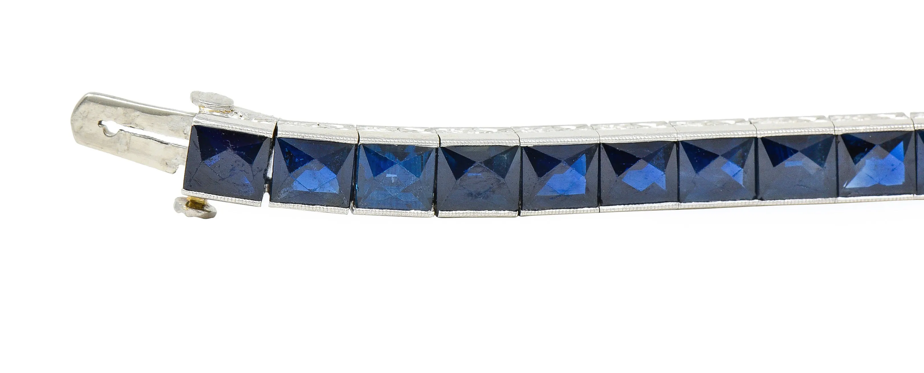 Art Deco 14.00 CTW French Cut Sapphire Platinum Line Bracelet