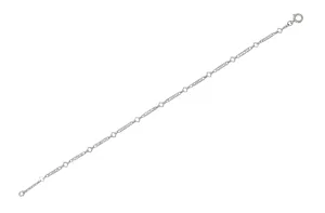 Art Deco Platinum Geometric Bar Link Chain Charm Bracelet