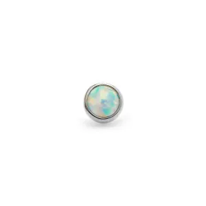 Bezel-set White Opal Cabochon in Titanium by NeoMetal