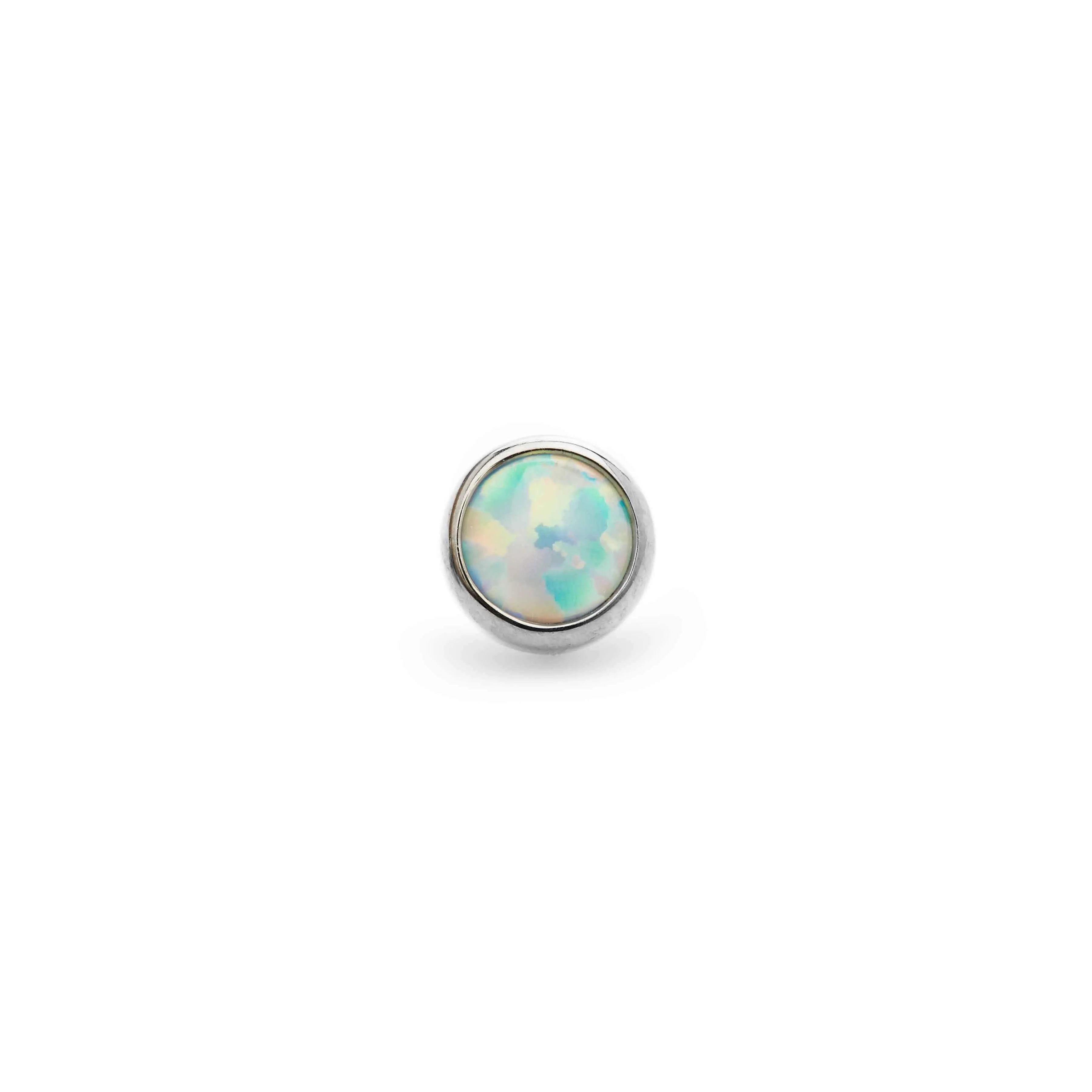 Bezel-set White Opal Cabochon in Titanium by NeoMetal