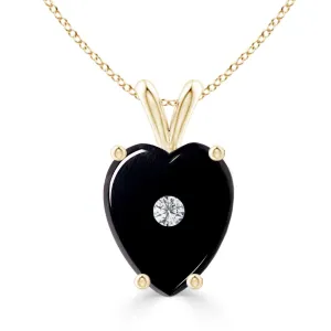 Black Onyx and Diamond Heart Necklace