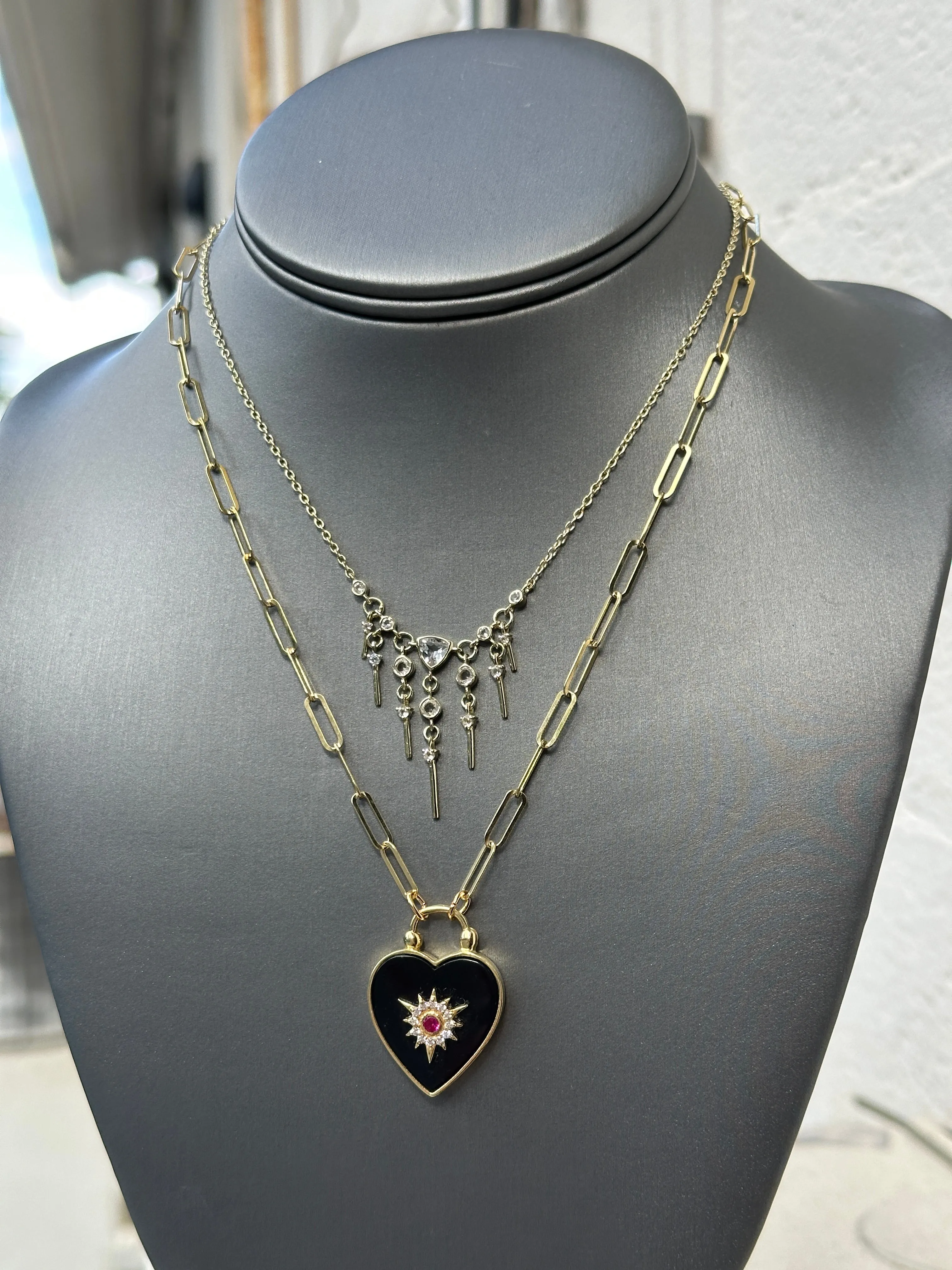 Black Onyx Heart Pendant Necklace