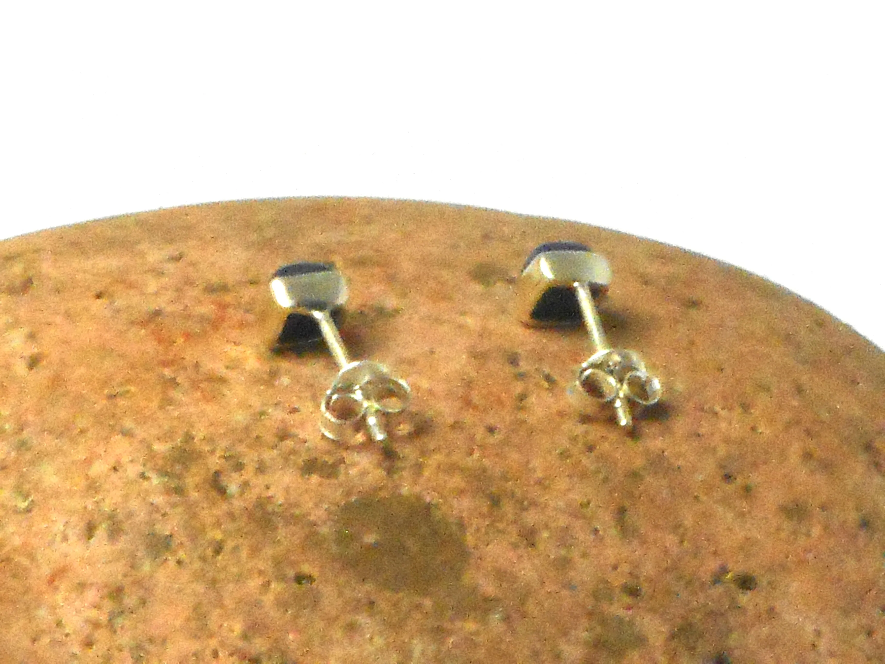 Blue LAPIS LAZULI Sterling Silver 925 Gemstone Square Stud Earrings - 4 mm
