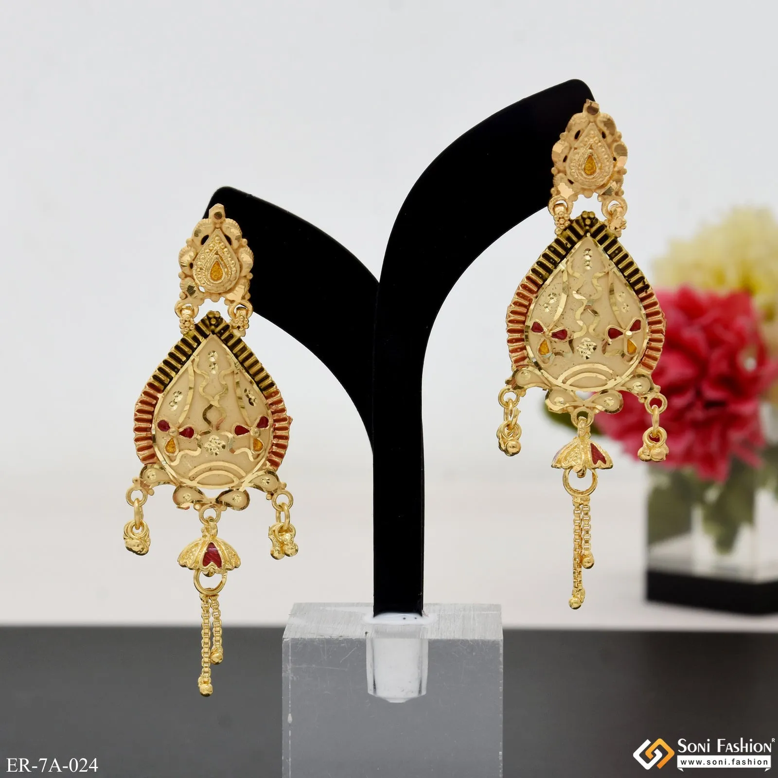 Chic Design Magnificent Design Gold Plated Earrings for Ladies - Style A024