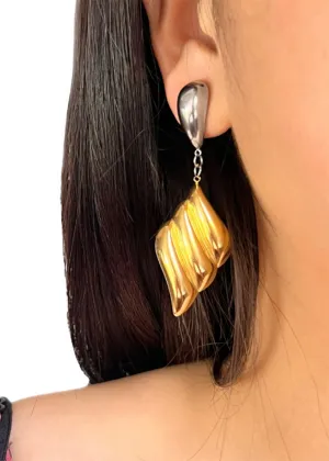 Colorblock Ridged Puffy Drop Earrings