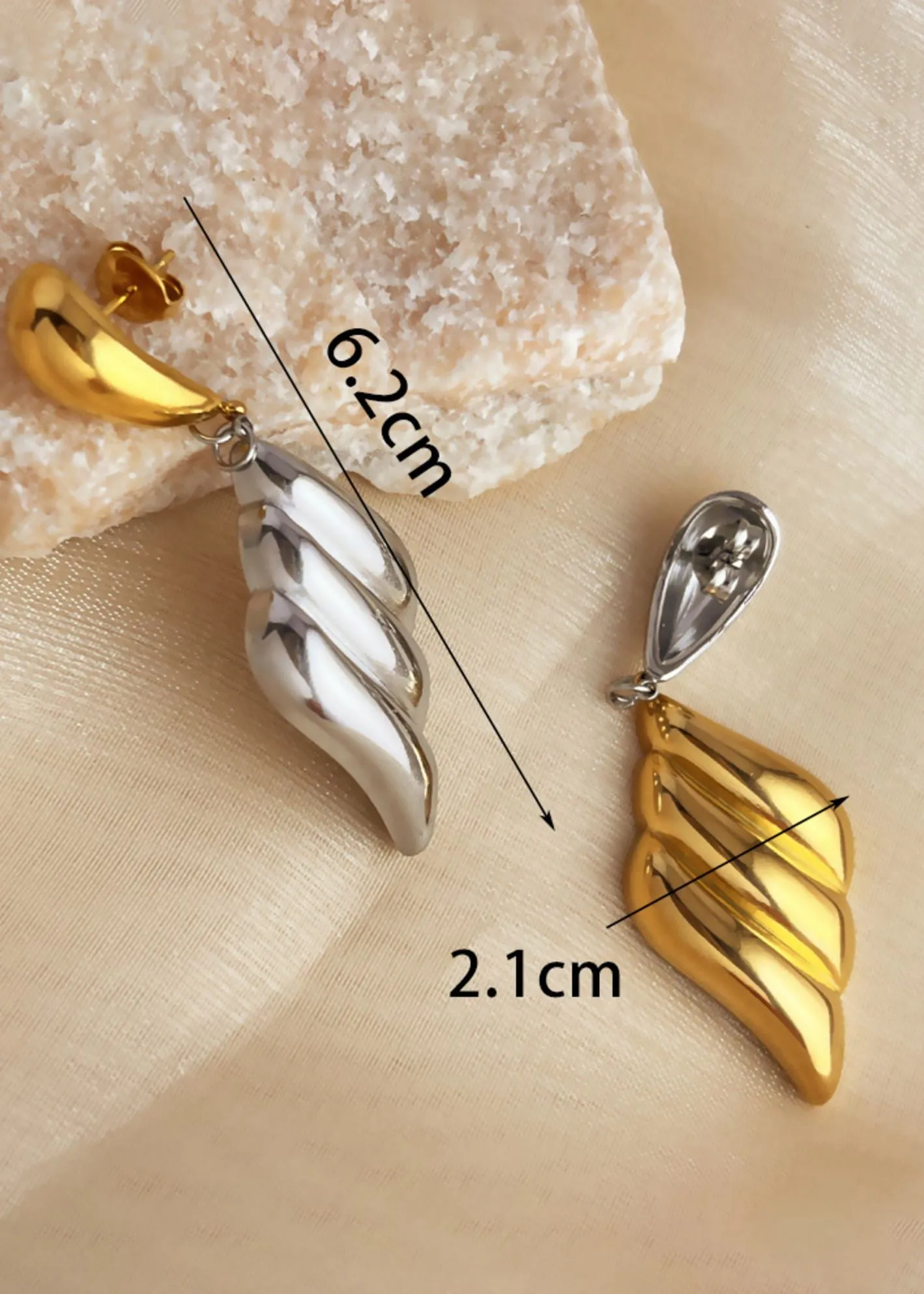 Colorblock Ridged Puffy Drop Earrings
