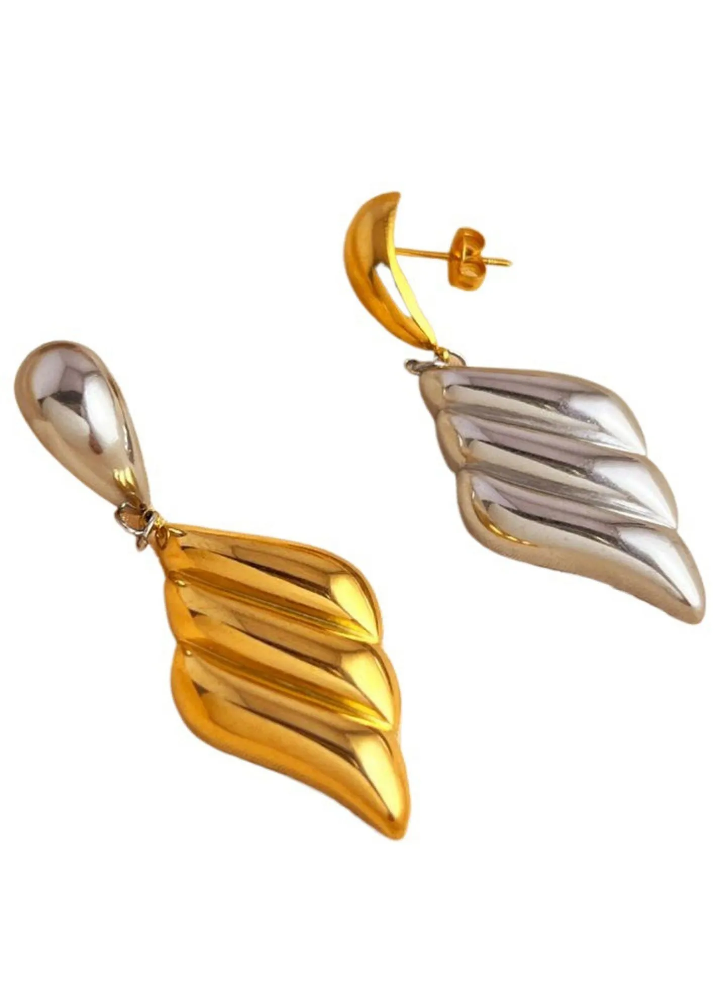 Colorblock Ridged Puffy Drop Earrings