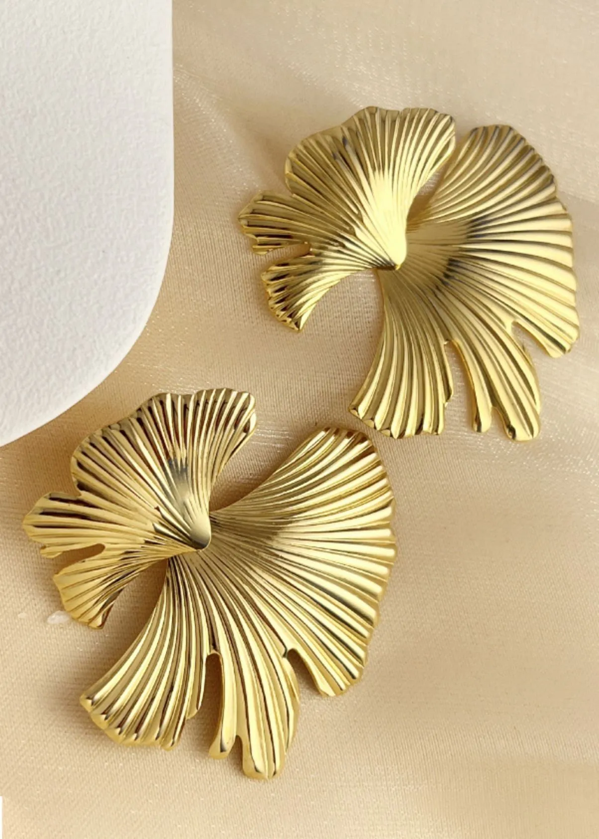 Cracked Leaf Stud Statement Earrings