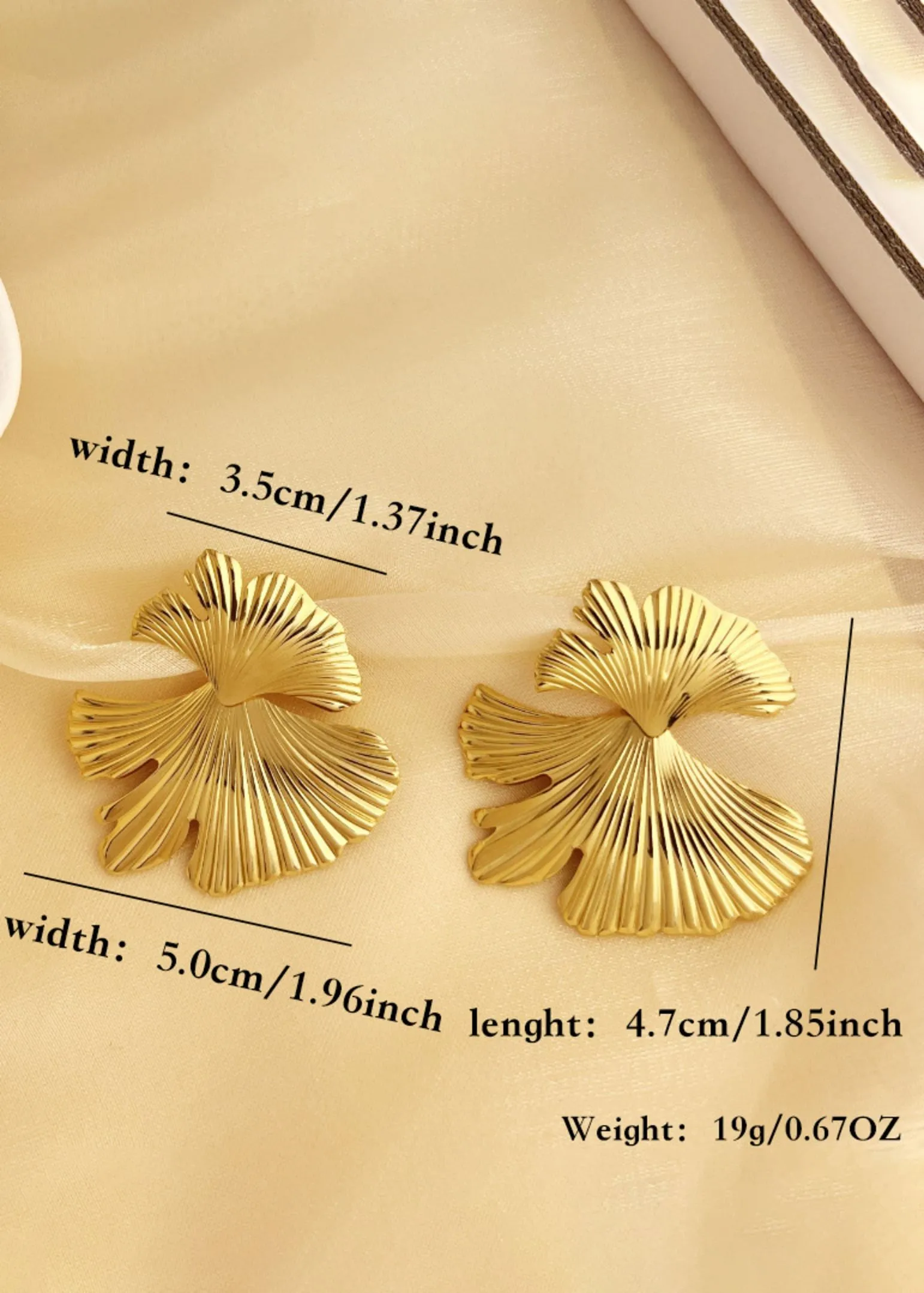 Cracked Leaf Stud Statement Earrings