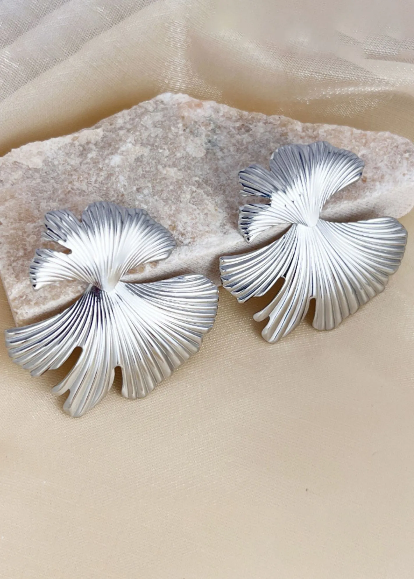 Cracked Leaf Stud Statement Earrings
