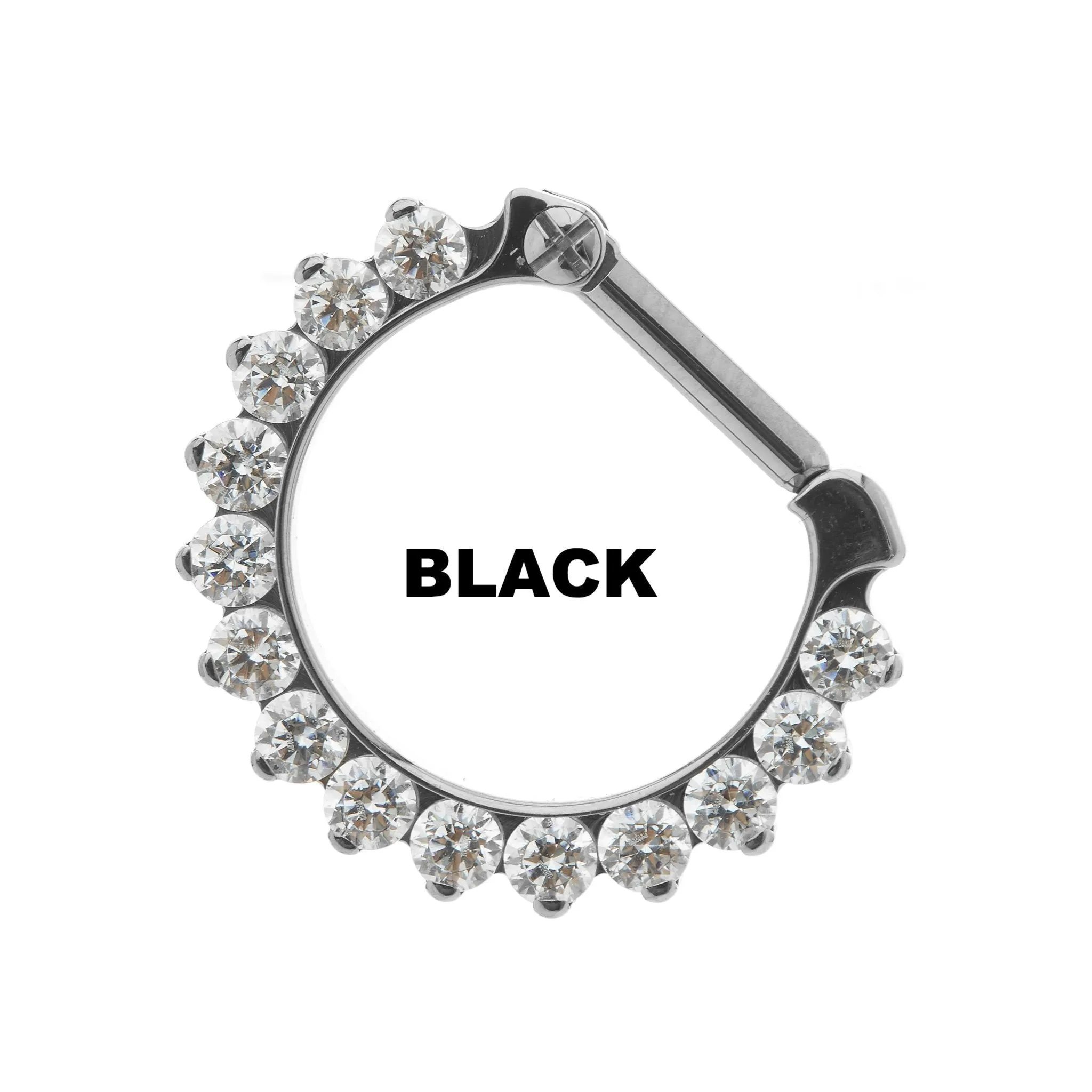 Eternity Odyssey Clicker by Industrial Strength in Titanium with Black Swarovski Gems