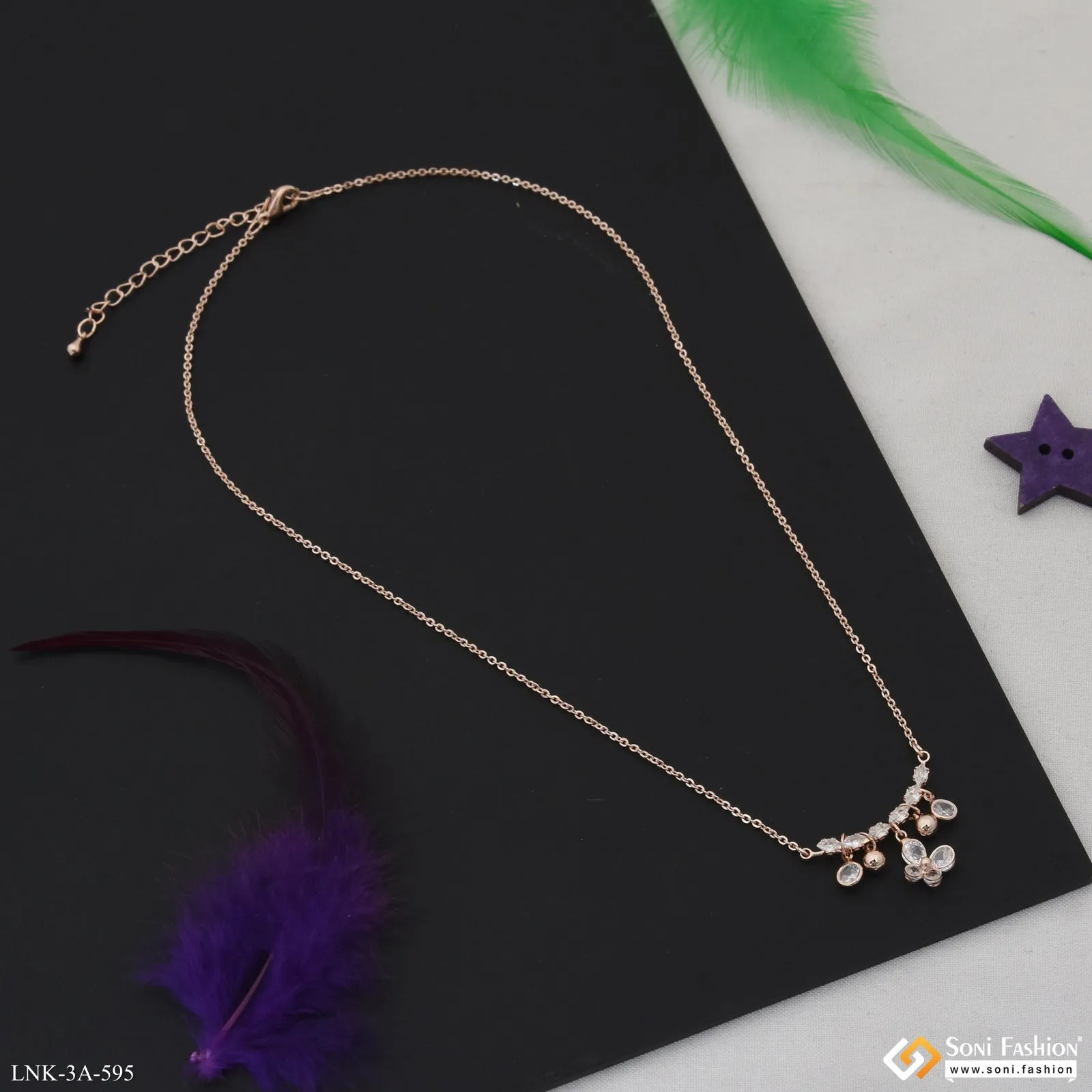 Exclusive Design Rose Gold Color Necklace for Ladies - Style A595