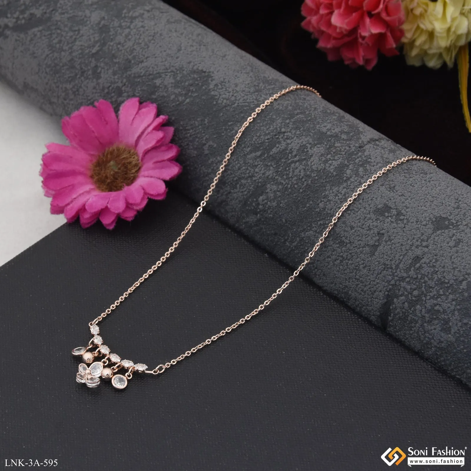 Exclusive Design Rose Gold Color Necklace for Ladies - Style A595
