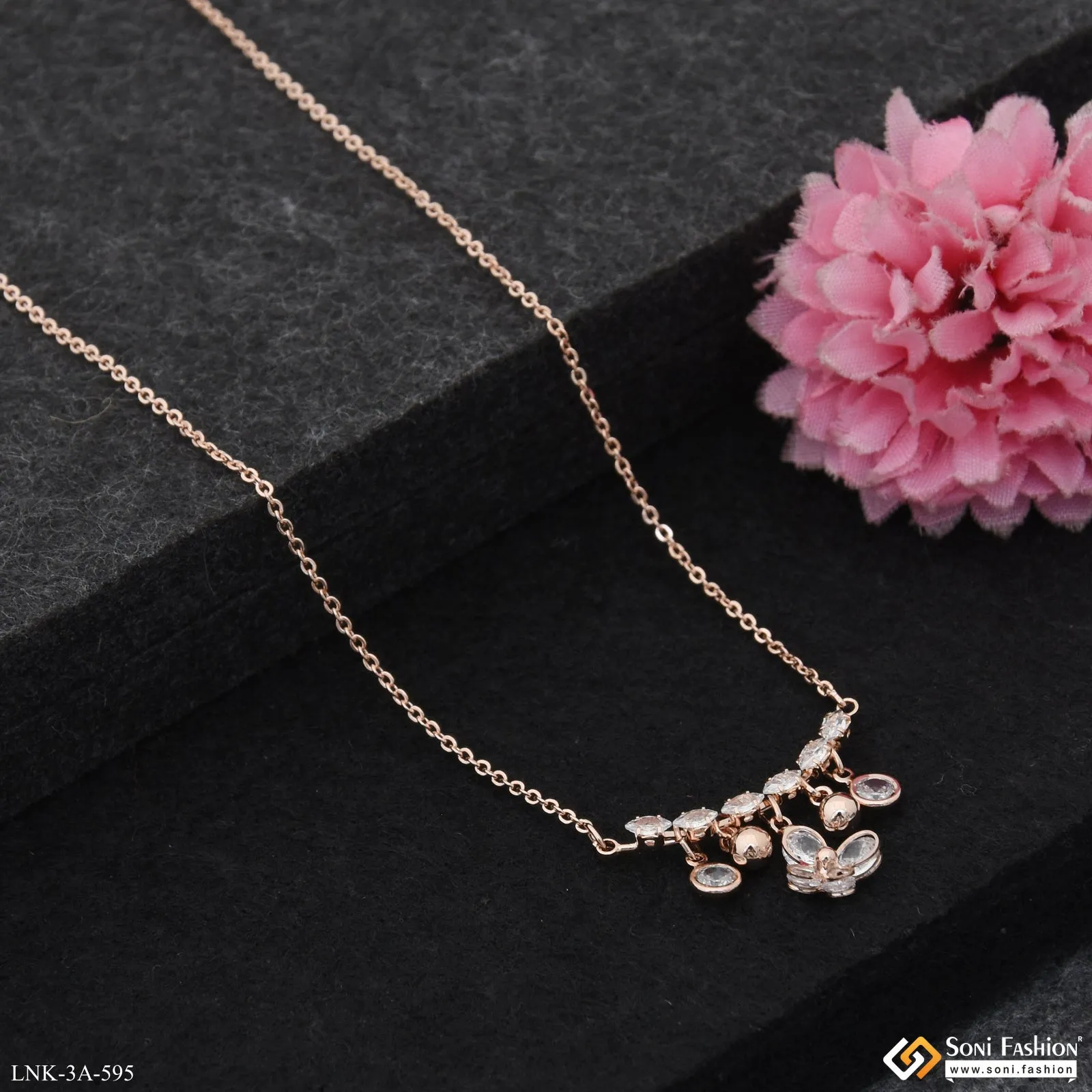 Exclusive Design Rose Gold Color Necklace for Ladies - Style A595