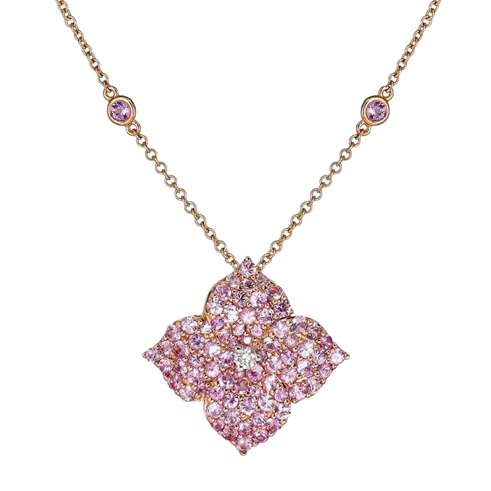 Fiore Large Pink Sapphire Flower Necklace