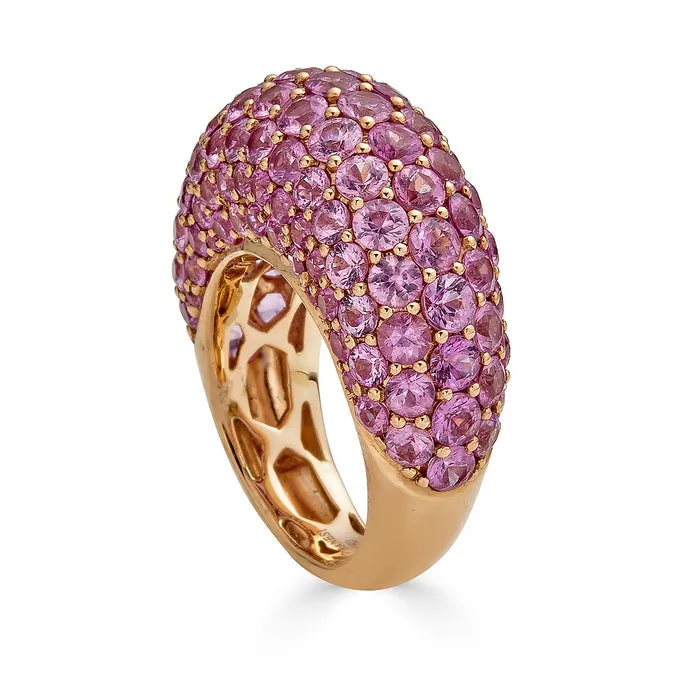 Large Dome Ring in Pink Sapphires