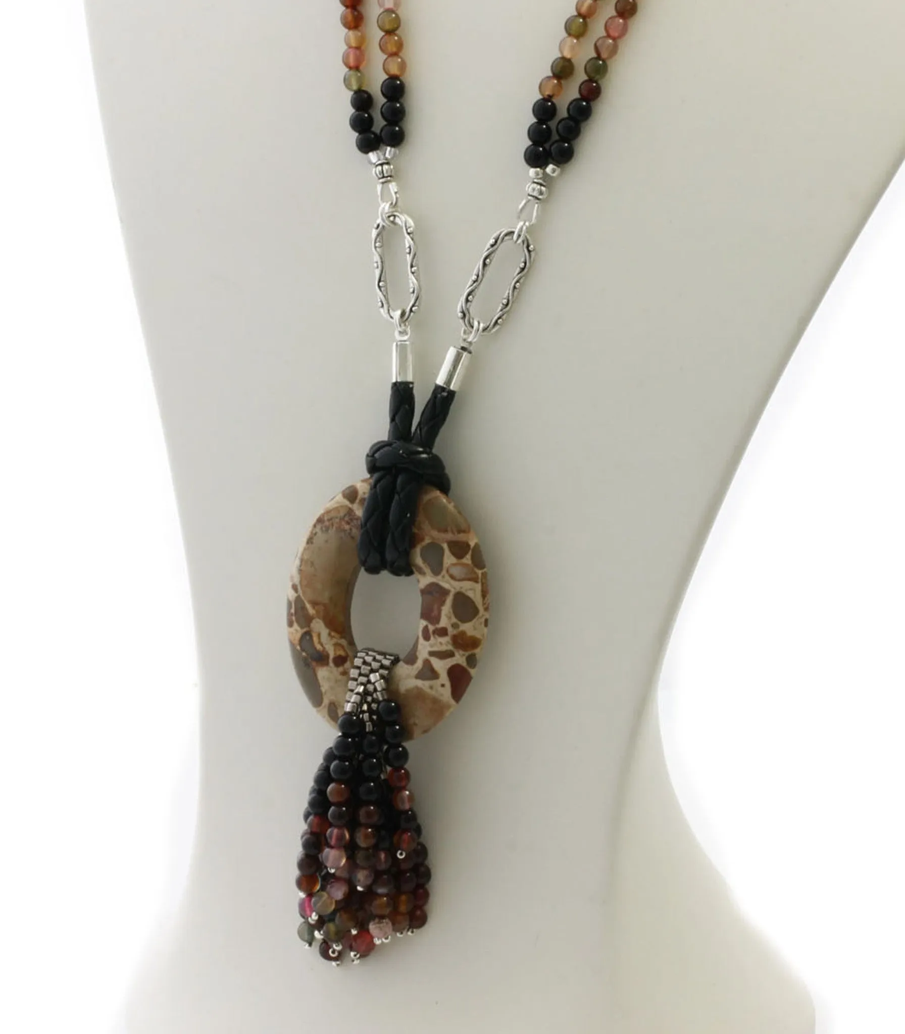 Mothers Day Gift, Jasper and Agate Pendant Necklace | KTC-315