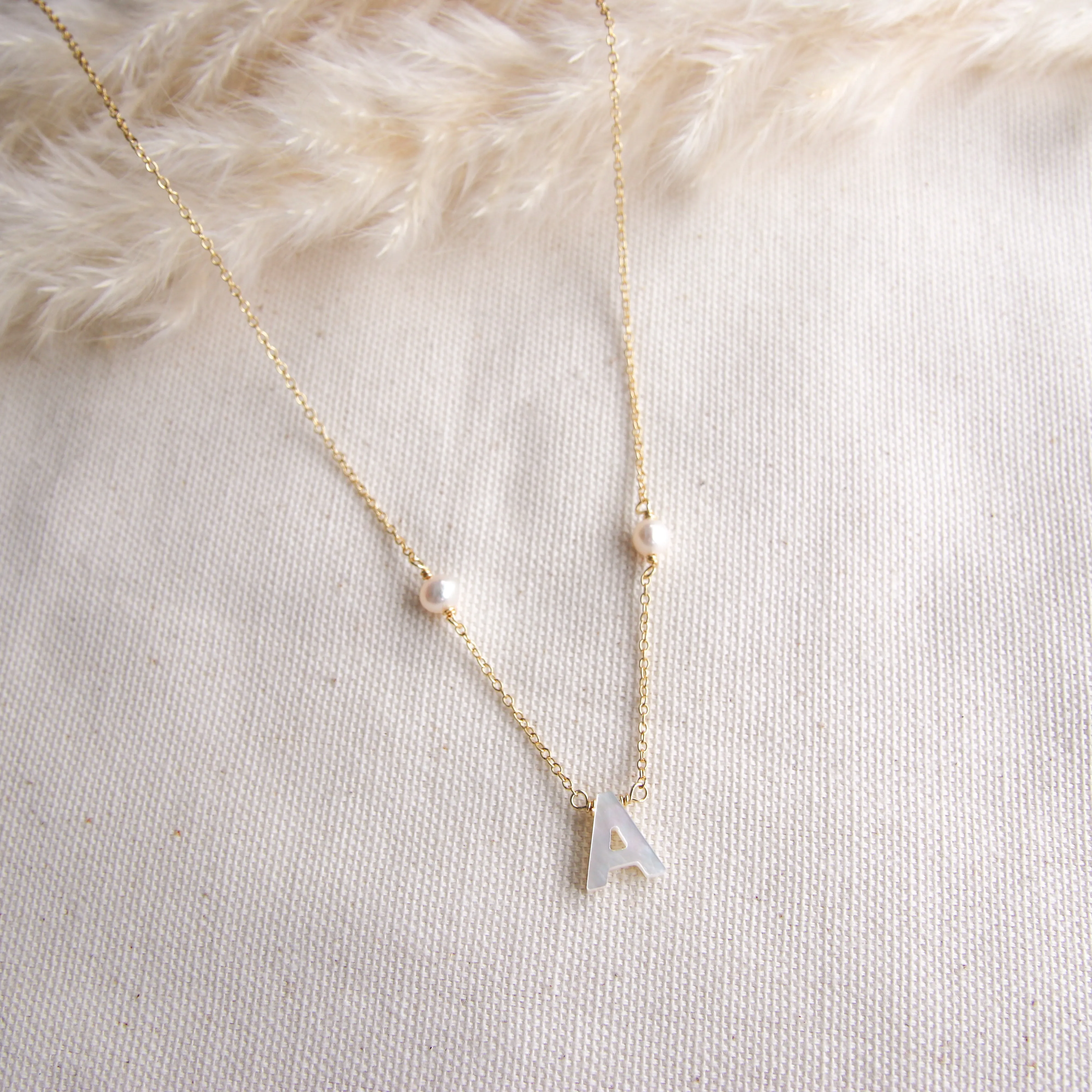 Nacre Initial & Pearls Necklace