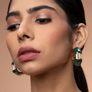 Razia Green Quartz Mirror Hoop Earrings