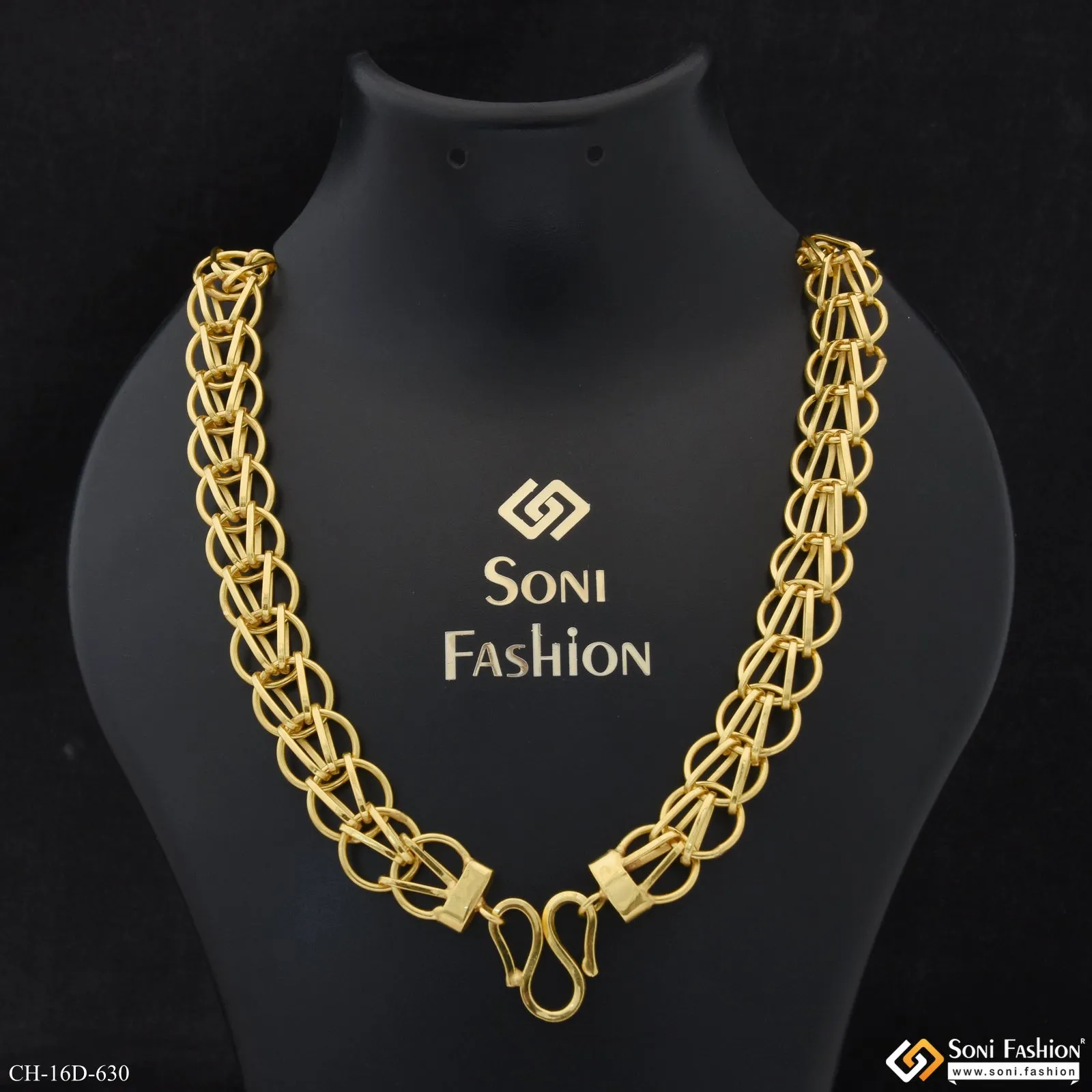 Ring Into Ring Fabulous Design Gold Plated Chain for Men - Style D630