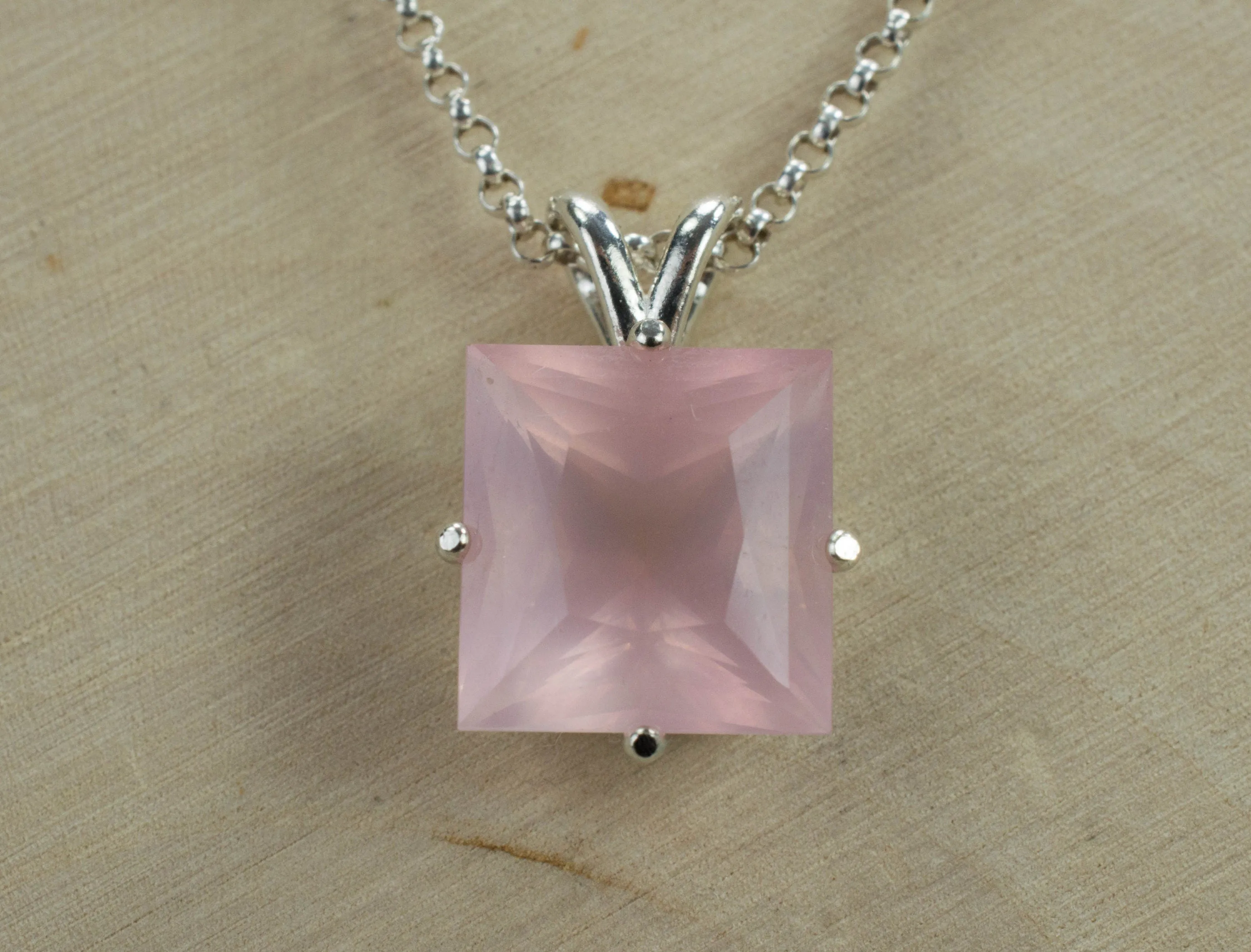 Rose Quartz Pendant; Genuine Untreated Brazil Rose Quartz