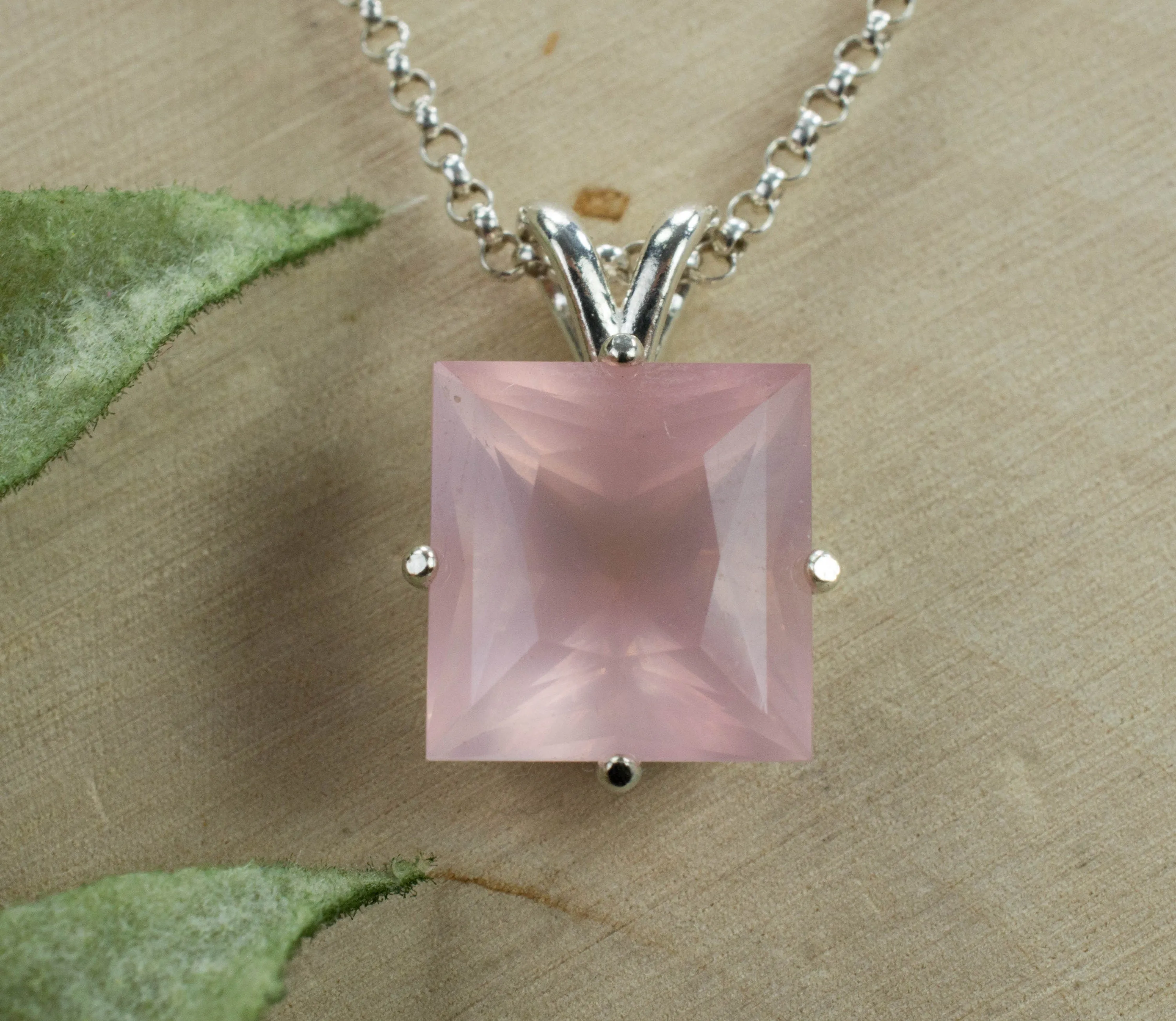 Rose Quartz Pendant; Genuine Untreated Brazil Rose Quartz