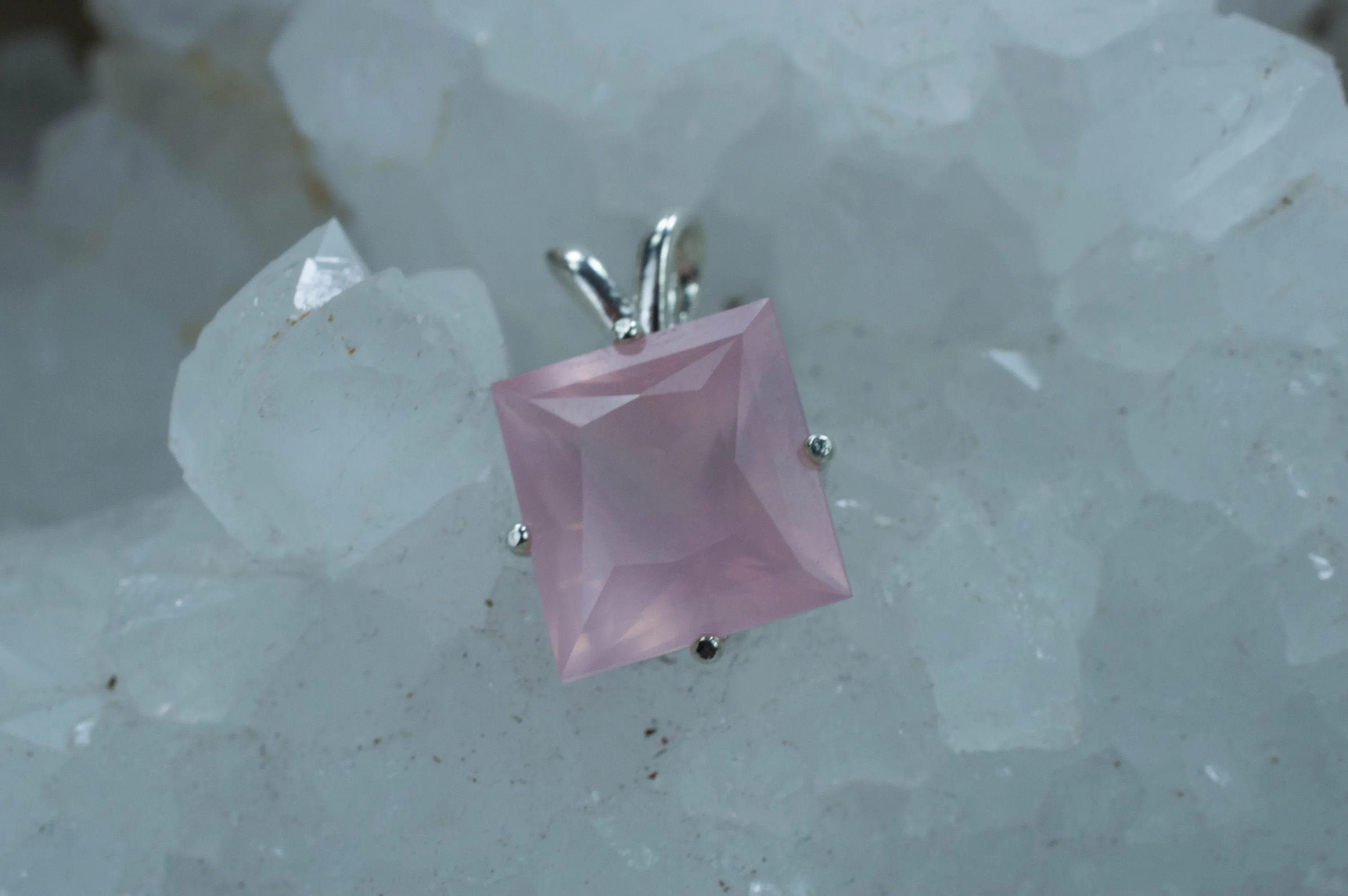 Rose Quartz Pendant; Genuine Untreated Brazil Rose Quartz