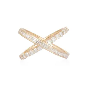 Shining Crescent Diamond Open Ring