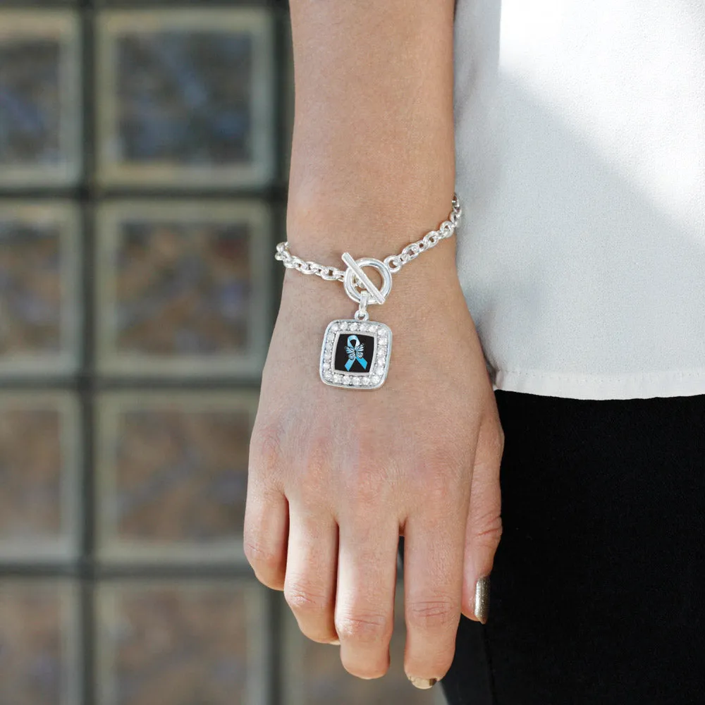 Silver Addiction Recovery Square Charm Toggle Bracelet