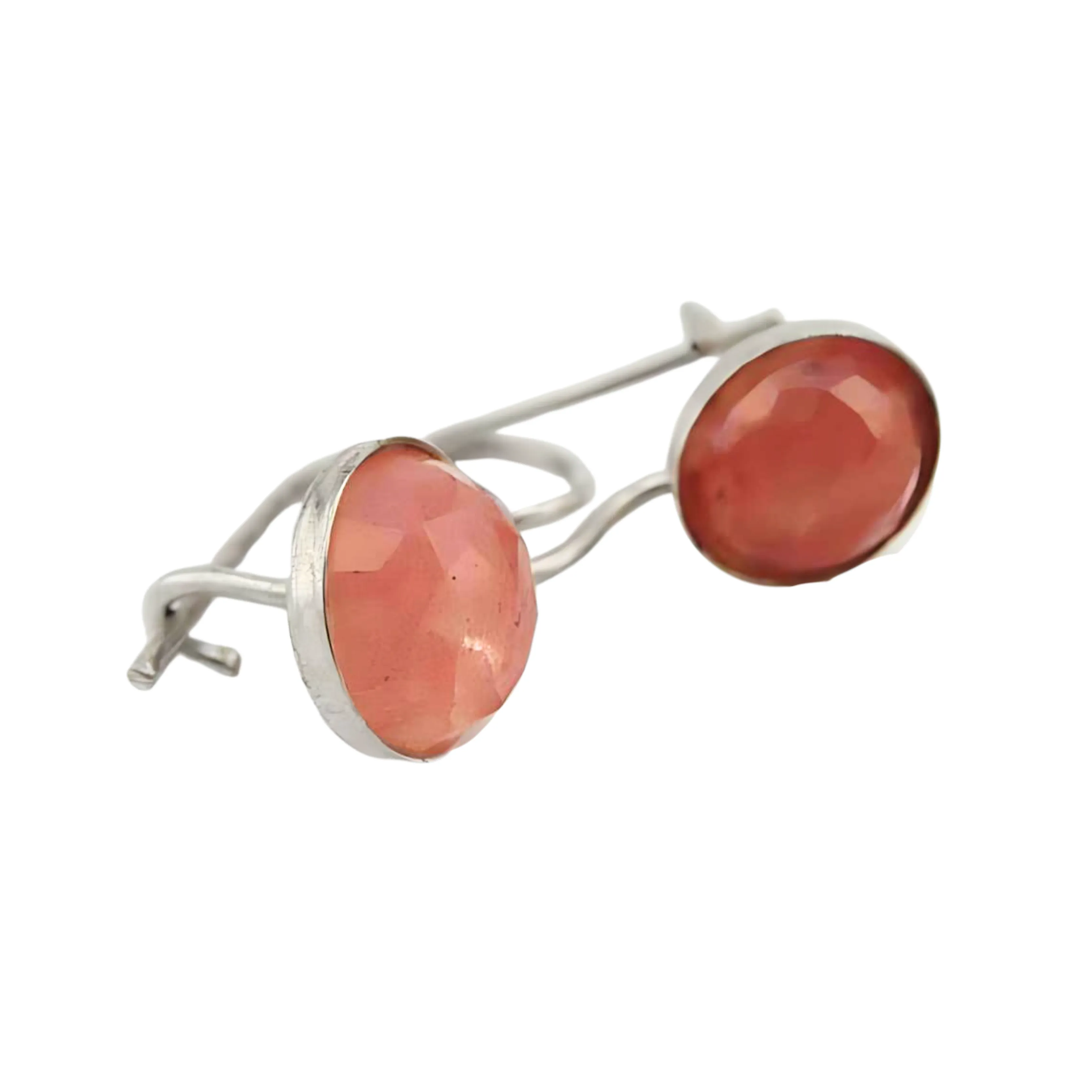 Silver Earrings With Rose Quartz Gemstones (is 208)