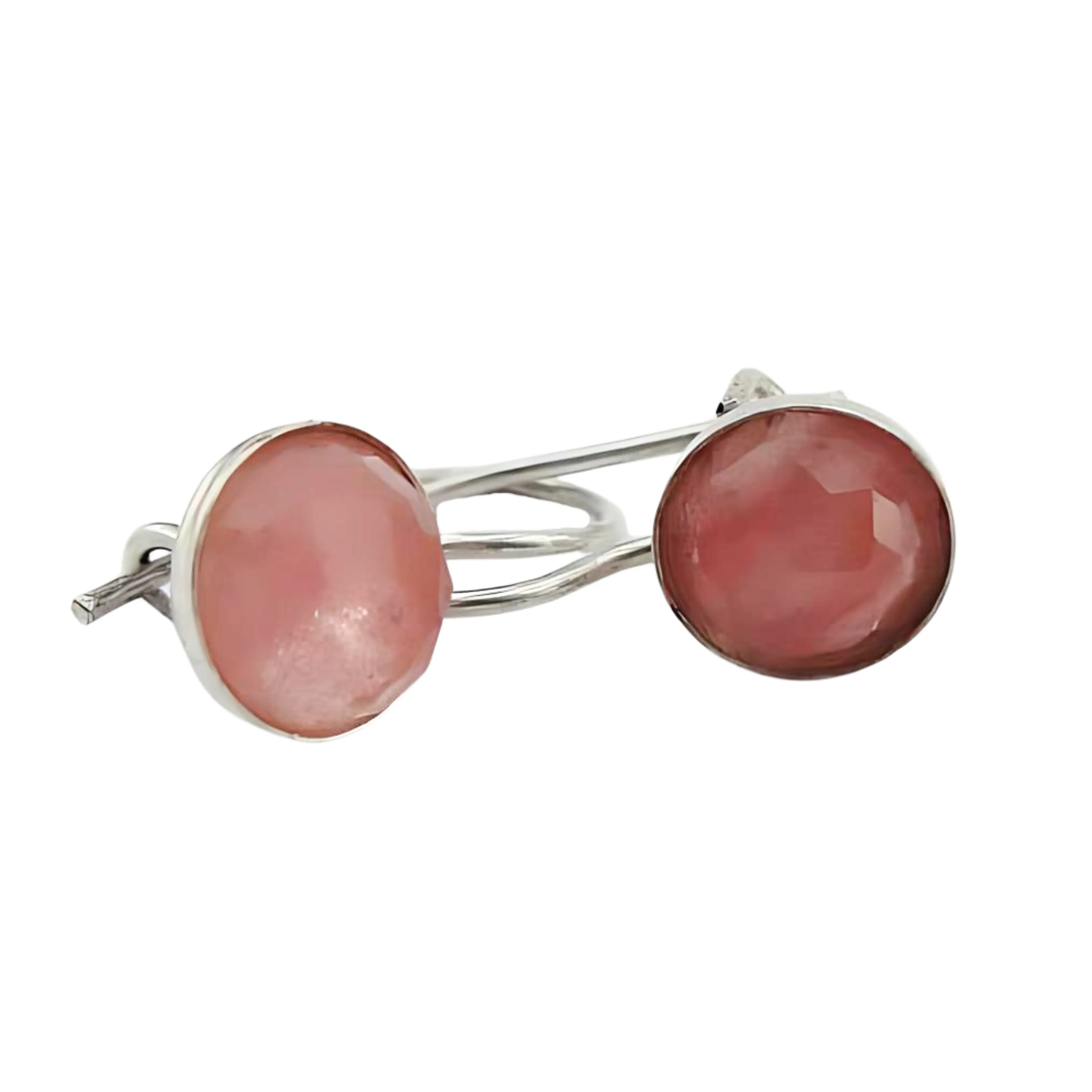 Silver Earrings With Rose Quartz Gemstones (is 208)