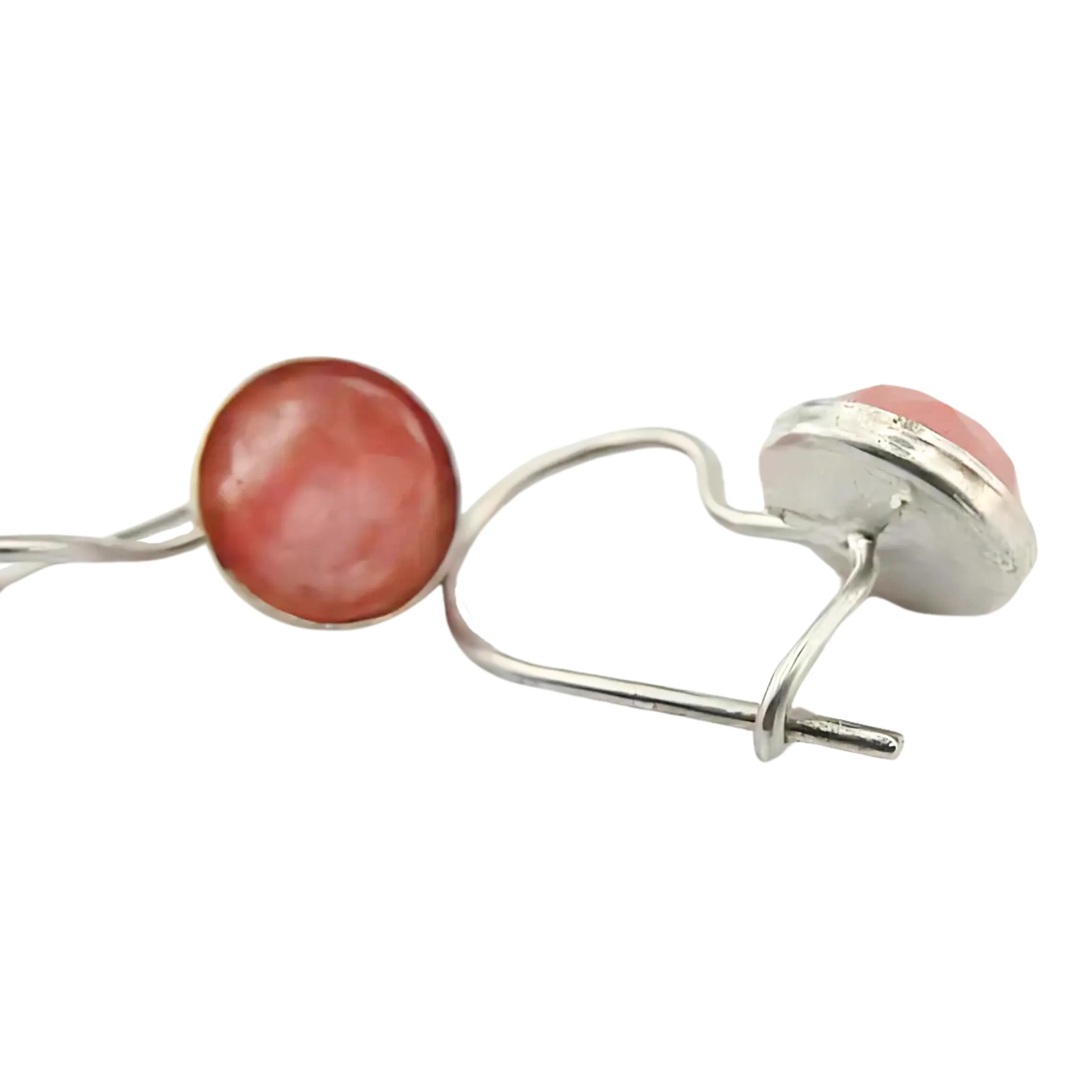 Silver Earrings With Rose Quartz Gemstones (is 208)