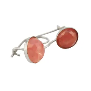 Silver Earrings With Rose Quartz Gemstones (is 208)