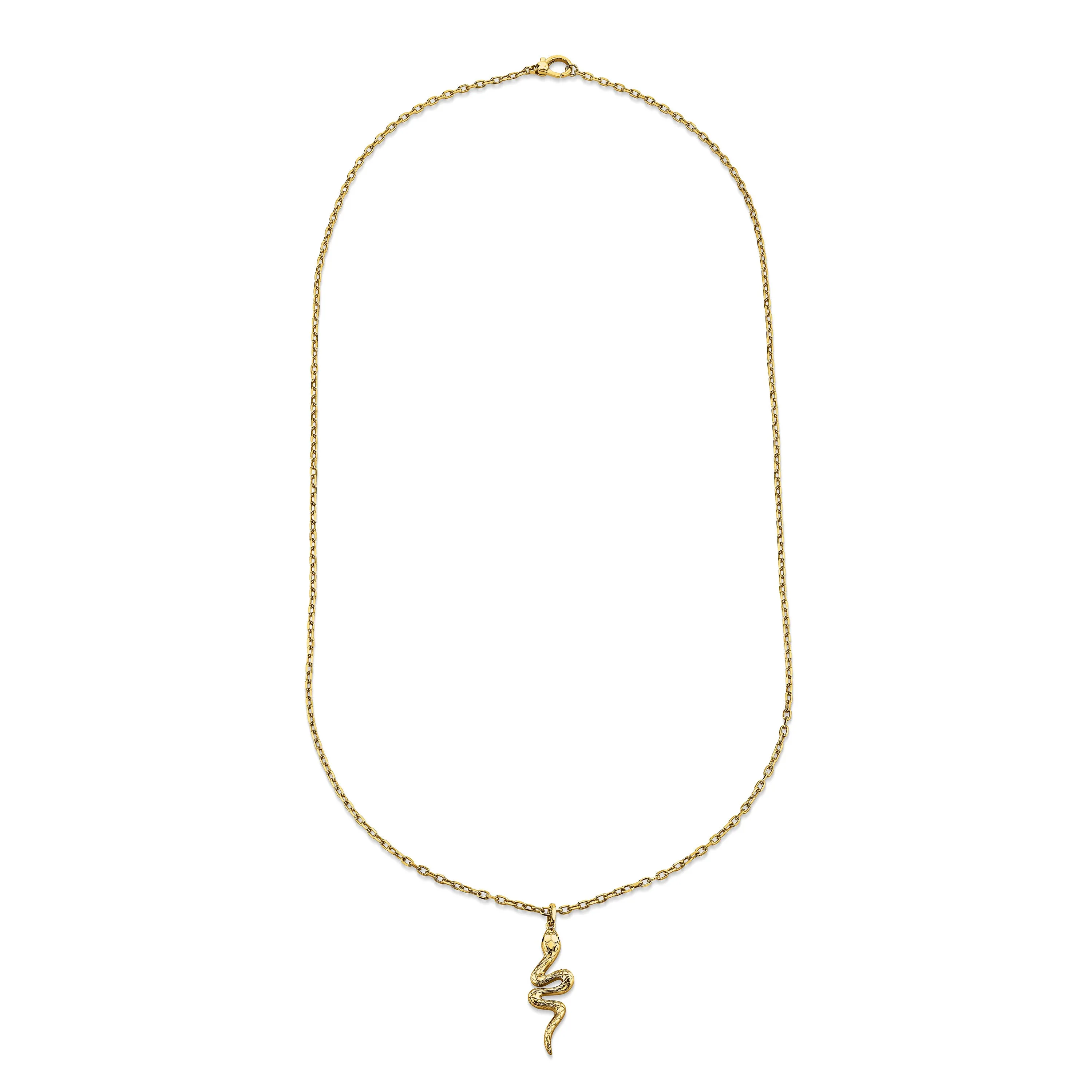 SOLID GOLD SNAKE PENDANT NECKLACE