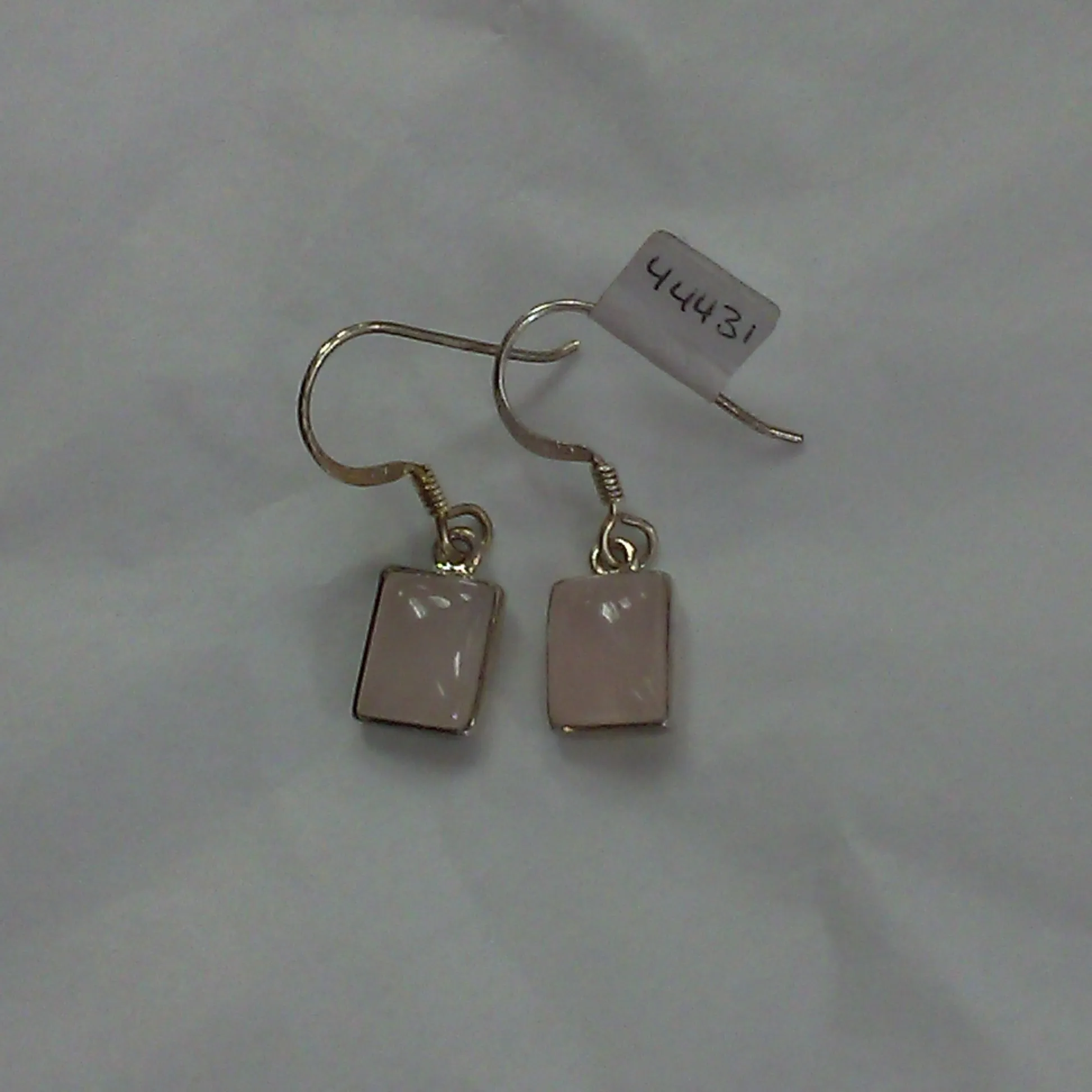 Square Rose Quartz Dangling Earrings
