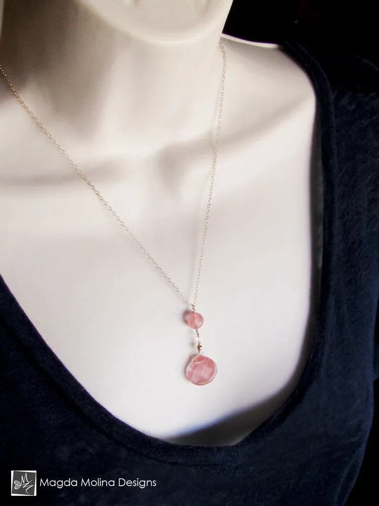 The Delicate Cherry Quartz Chain Necklace on Silver or Gold